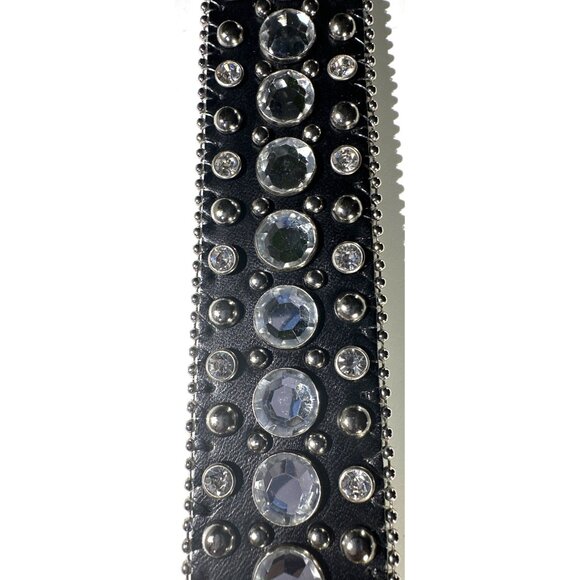 BHW Black Leather & Rhinestone Belt Women’s Size Large - Picture 8 of 16